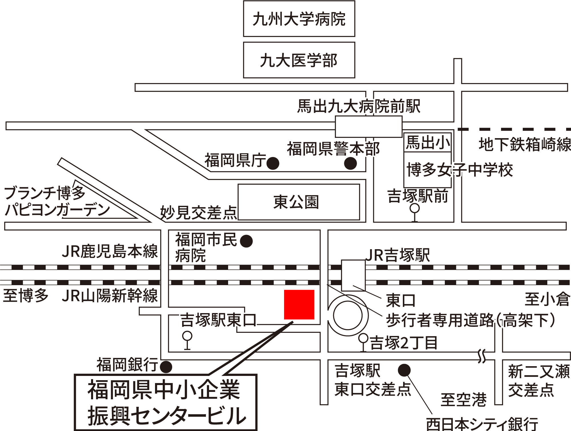 福岡県中小企業振興センタービル 地図