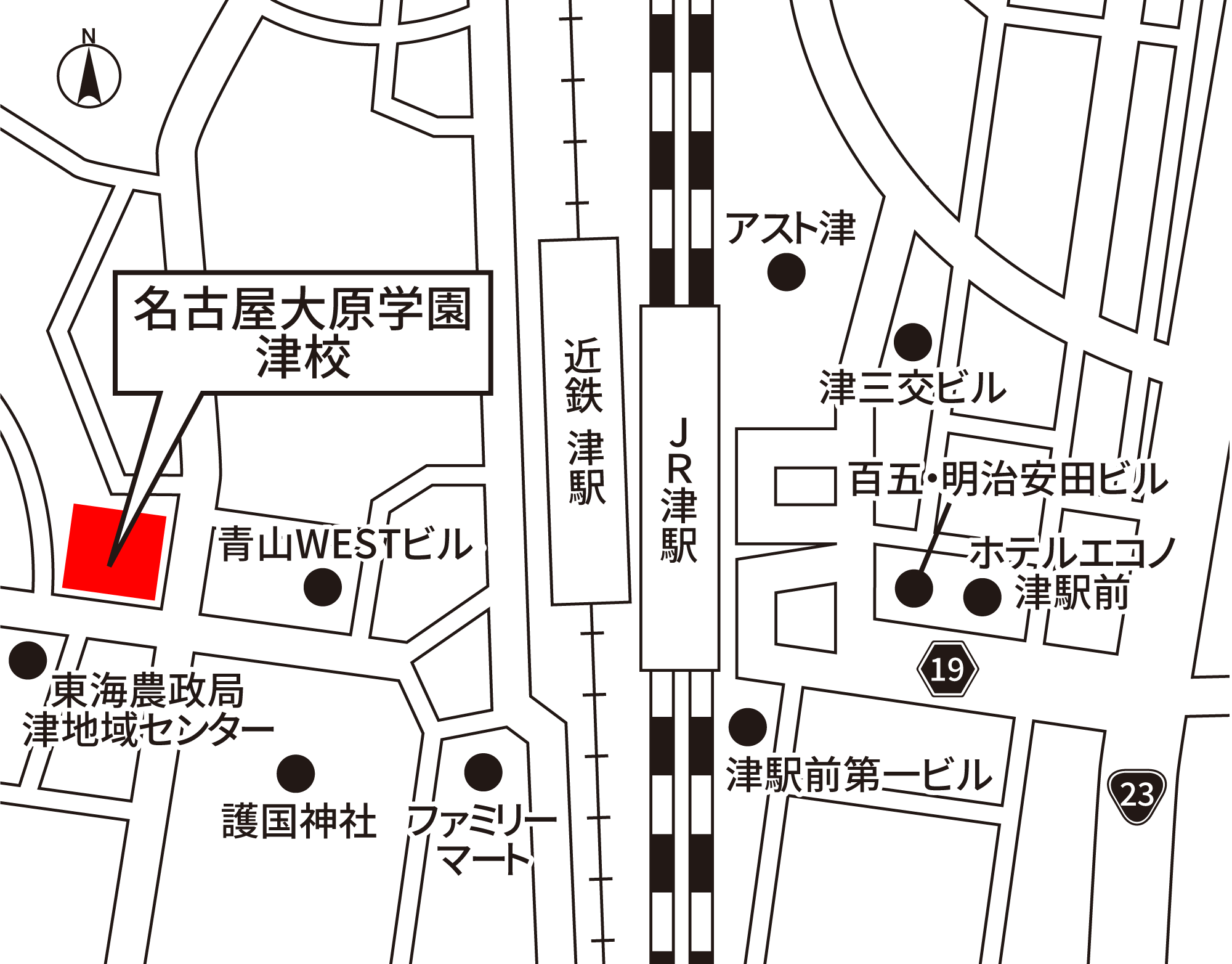 名古屋大原学園津校 地図