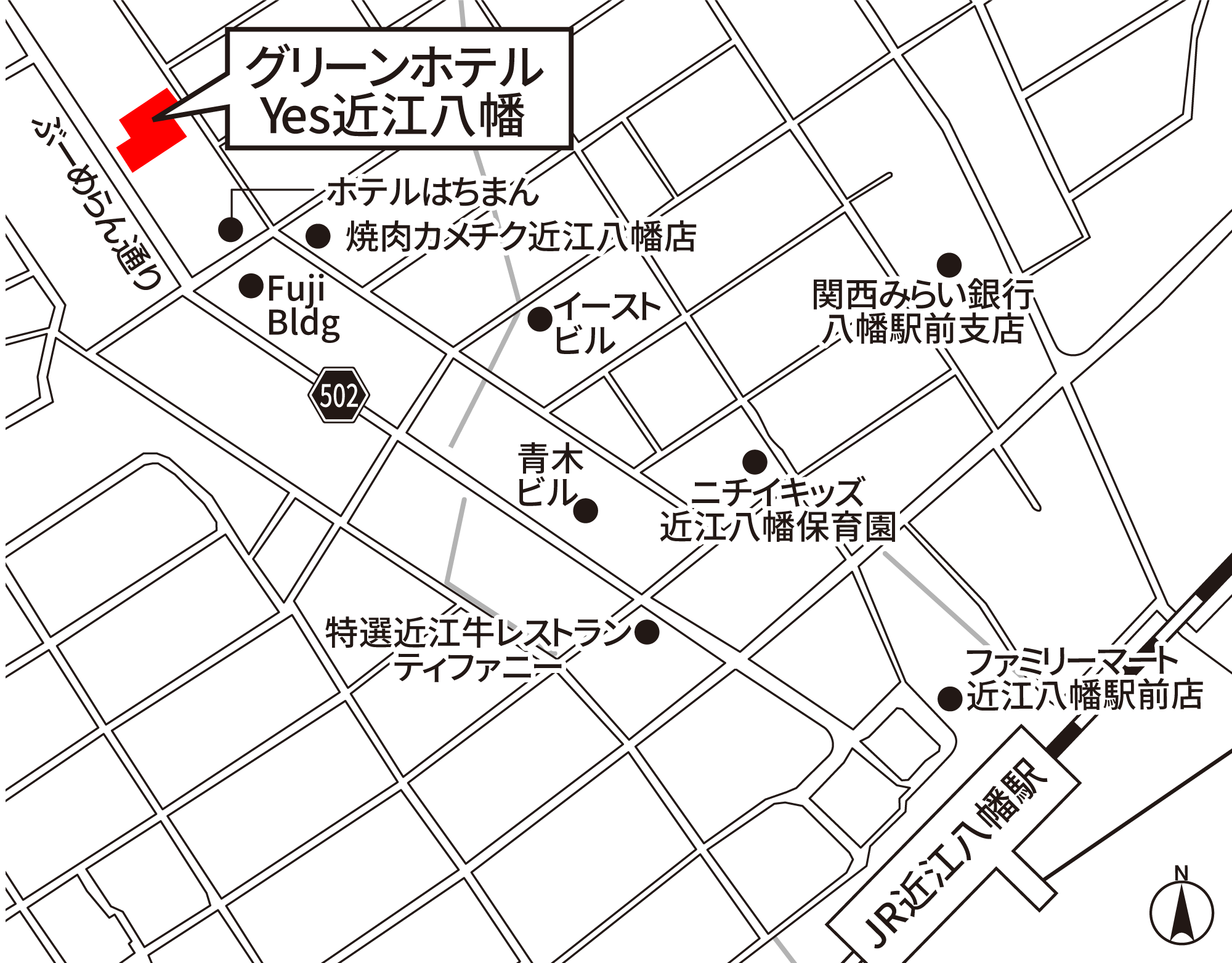 グリーンホテルYes近江八幡 地図